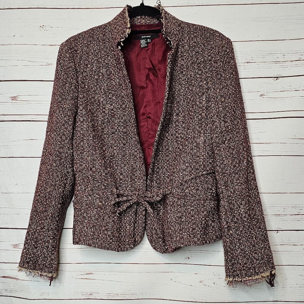 Zara Basic Wool Blend Tweed Blazer